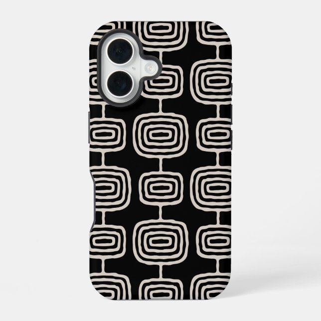 Atomic Rings Abstract Pattern iPhone 16 Case (Back)