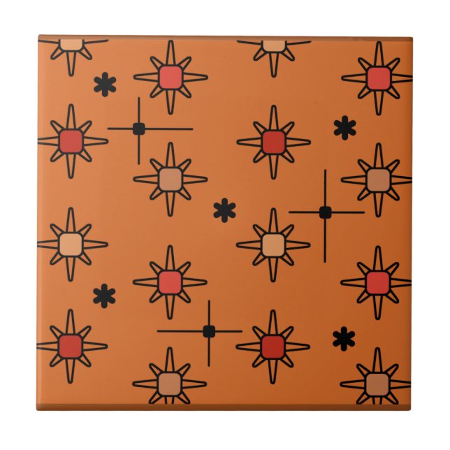 Atomic Sky Starbursts Burnt Orange Tile (Front)