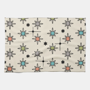Atomic Sky Starbursts Multicolored Tea Towel