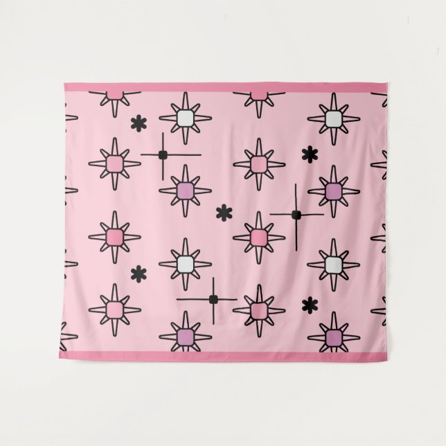 Atomic Sky Starbursts Pink Tapestry (Front (Horizontal))