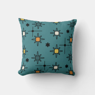 Atomic Sky Starbursts Teal Cushion