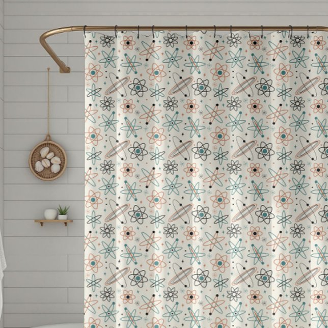 Atomic Space Retro Starburst Mid Century Pattern Shower Curtain (Creator Uploaded)
