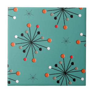 Atomic Sphere Star Burst Retro Patern Ceramic Tile