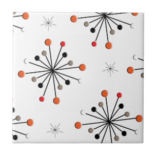 Atomic Sphere Star Burst Retro Patern Tile