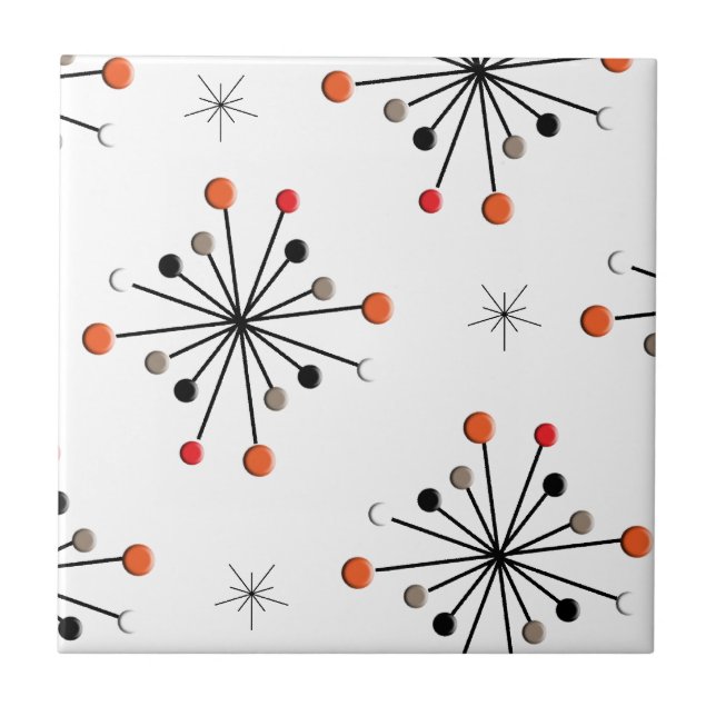 Atomic Sphere Star Burst Retro Patern Tile (Front)