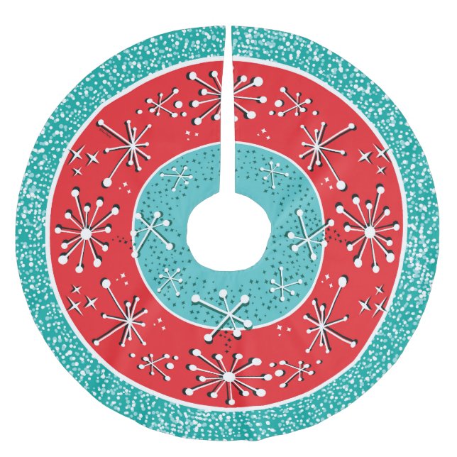 Atomic Sputnik Mid Century Modern Brushed Polyester Tree Skirt (Front)