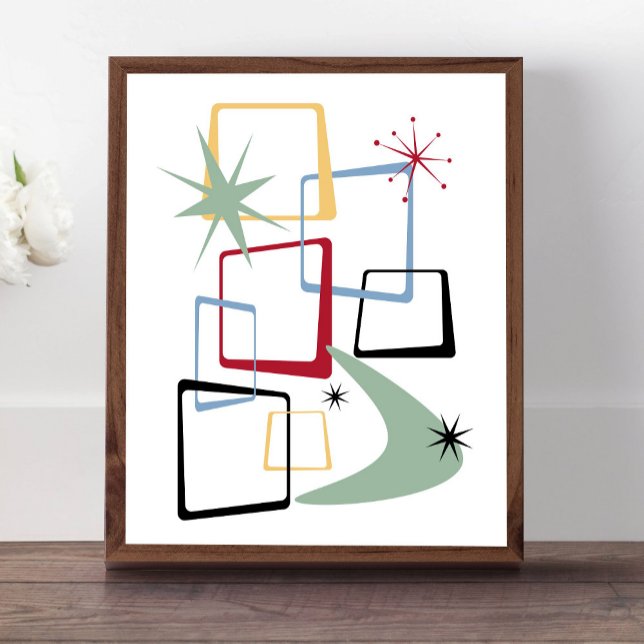 Atomic Squares Stars and Boomerang Mid Century Poster (Creator Uploaded)