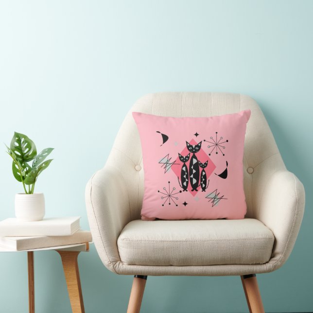 Atomic Star Burst Modern Mid Century Cats Cushion (Chair)