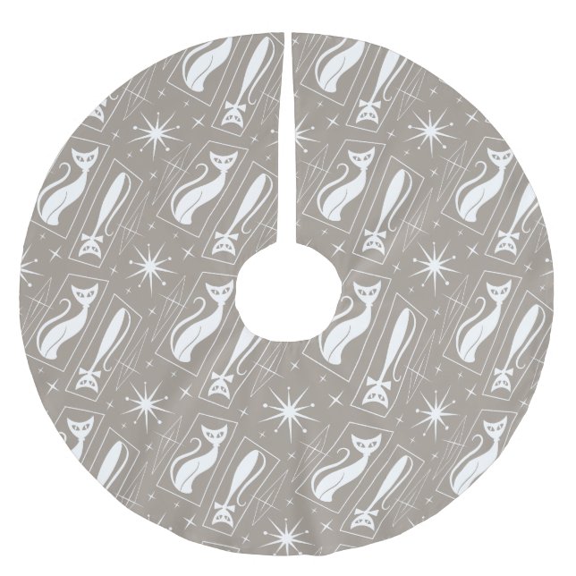 Atomic Star Cat MidCentury Modern Christmas MCM    Brushed Polyester Tree Skirt (Front)