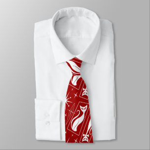 Atomic Star Cat MidCentury Modern Christmas MCM Tie