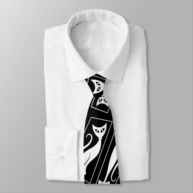 Atomic Star Cool Cat MidCentury Modern MCM  MOD Tie (Tied)
