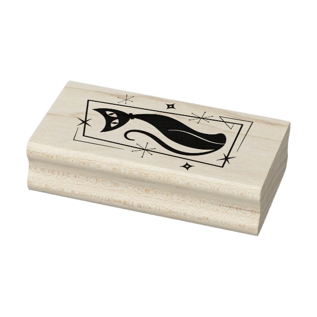 Atomic Star Cool Cat MidCentury Modern MOD MCM Rubber Stamp (Stamp)