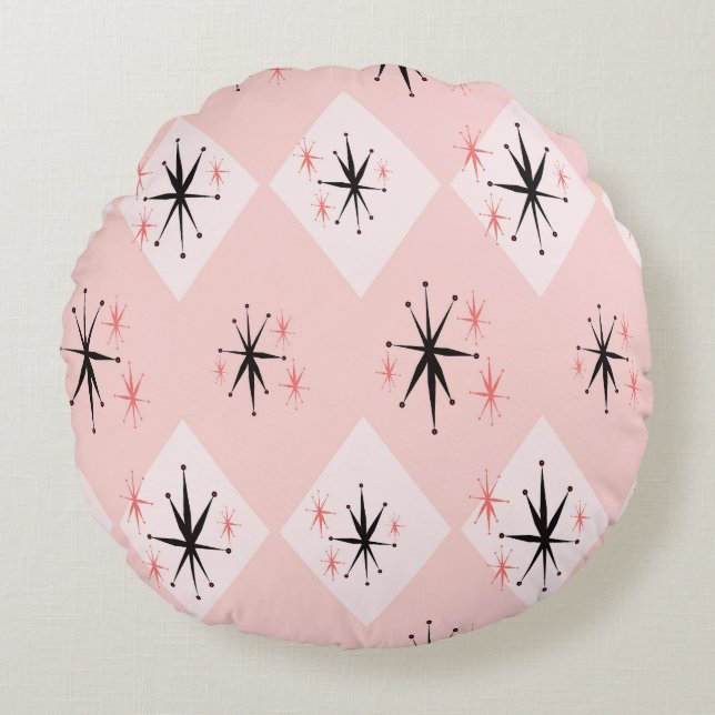 Atomic starburst: 1960s inspired pattern. round cushion (Front)