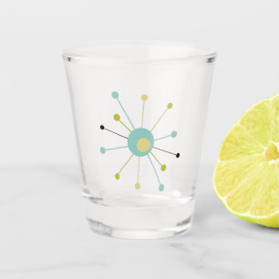 Atomic Starburst Blue Yellow Green Mid-century Shot Glass