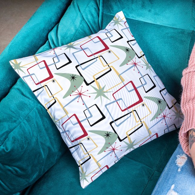 Atomic Starburst Boomerang Squares Mid Century Cushion (Creator Uploaded)