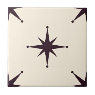 Atomic Starburst Mid Century Modern black Tile