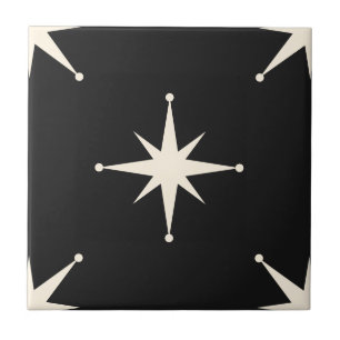 Atomic Starburst Mid Century Modern black Tile