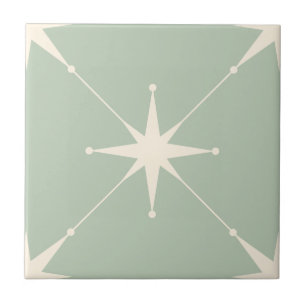 Atomic Starburst Mid Century Modern green Tile