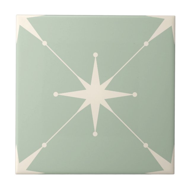 Atomic Starburst Mid Century Modern green Tile (Front)