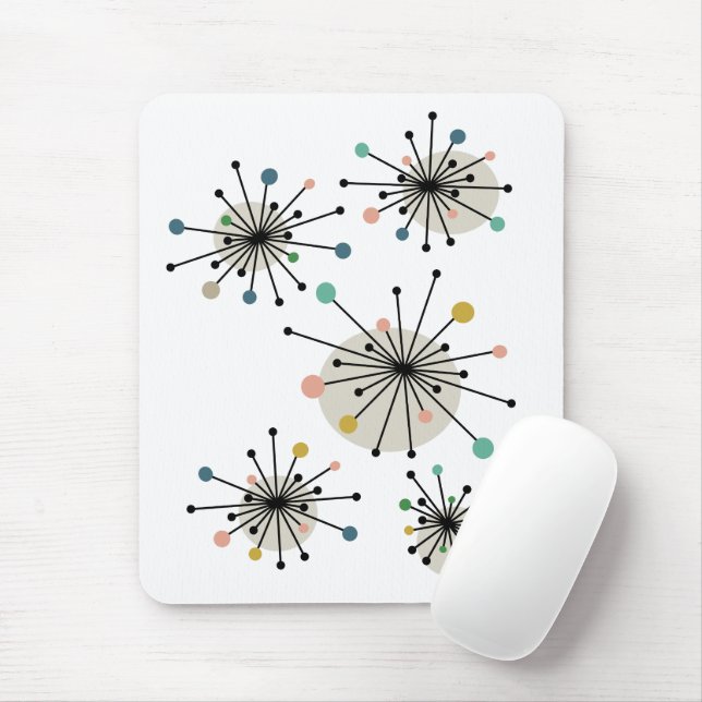 Atomic Starburst Mid Century Modern Mouse Mat (With Mouse)