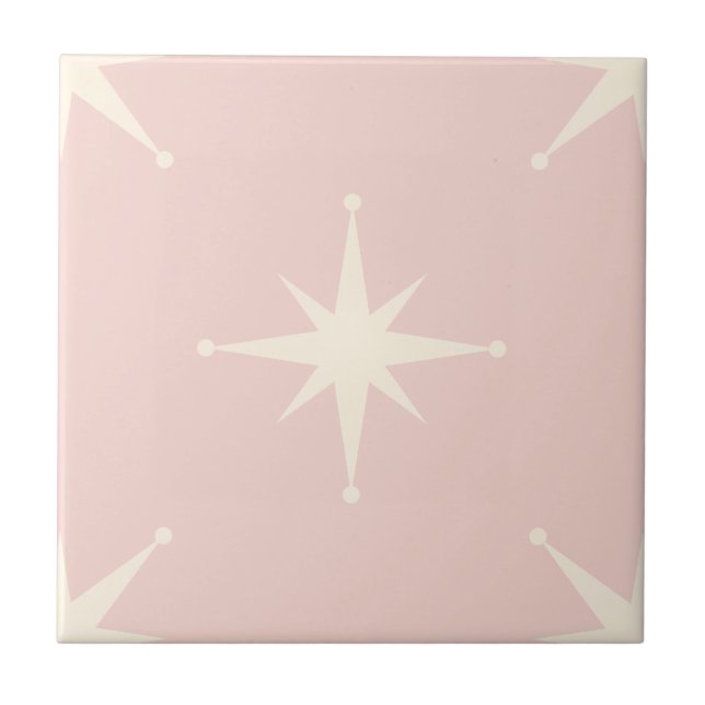 Atomic Starburst Mid Century Modern pink Tile (Front)