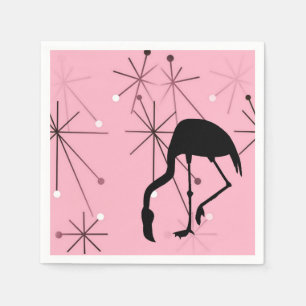 Atomic Starburst MidCentury Modern Flamingo Pink Napkin