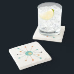 Atomic Starburst Orange Turquoise Mid Mod Stone Coaster<br><div class="desc">This colourful mid century modern stone coaster features an atomic starburst in turquoise blue,  two shades of orange,  yellow,  and black. This will add a bit of fun to your bar cart or coffee table!</div>