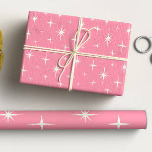 Atomic Starburst Pink Wrapping Paper Sheet