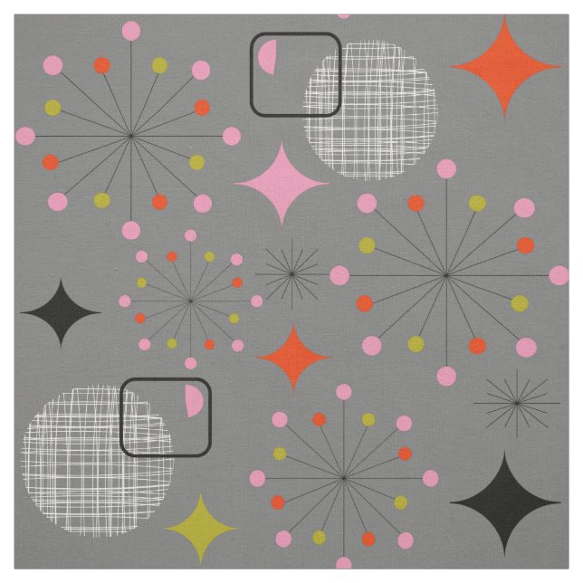 Atomic Starburst Retro Design Fabric (Swatch)