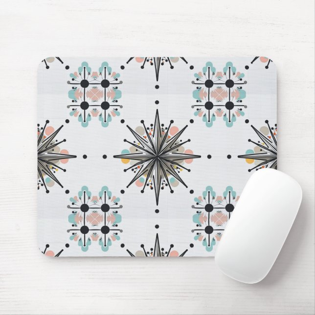 Atomic Starburst Retro Mid Century Modern Mouse Mat (With Mouse)