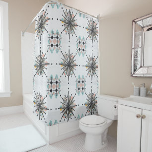 Atomic Starburst Retro Mid Century Modern Shower Curtain