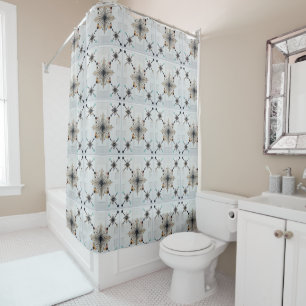 Atomic Starburst Retro Mid Century Modern Shower Curtain