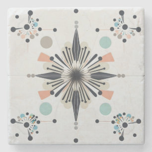 Atomic Starburst Retro Mid Century Modern Stone Coaster