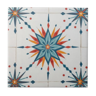 Atomic Starburst Retro Mid Century Modern Tile