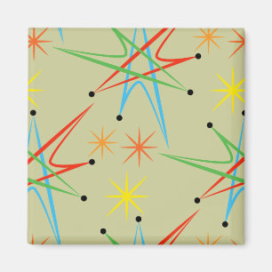 Atomic Starburst Retro Multicolored Pattern Magnet