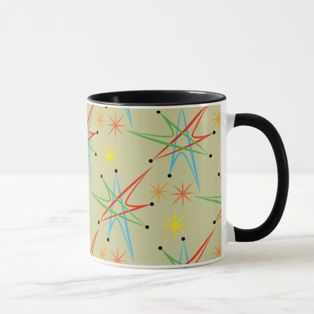 Atomic Starburst Retro Multicolored Pattern Mug (Right)