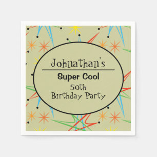 Atomic Starburst Retro Multicolored Personalised Napkin