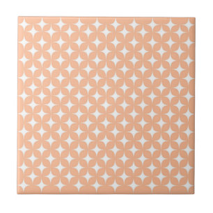 Atomic Starburst Sparkle Retro Peach Fuzz Pattern Tile