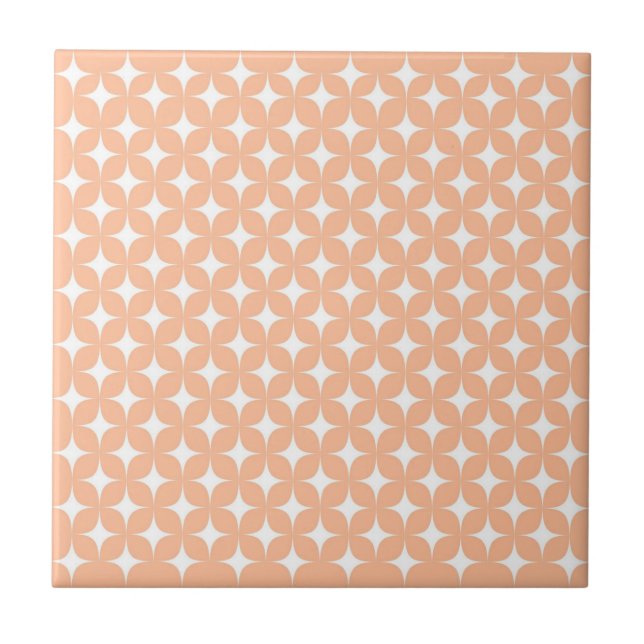 Atomic Starburst Sparkle Retro Peach Fuzz Pattern Tile (Front)