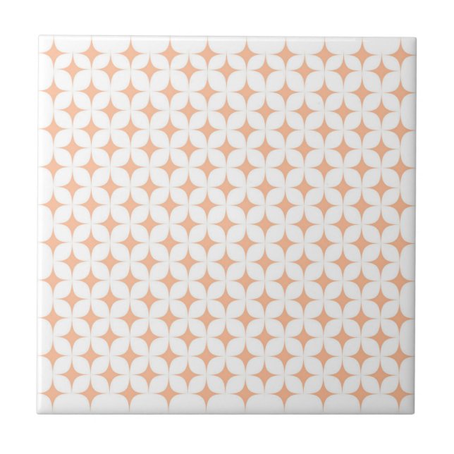 Atomic Starburst Sparkle Retro Peach Fuzz Pattern Tile (Front)