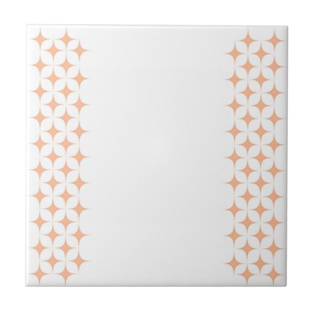 Atomic Starburst Sparkle Retro Peach Fuzz Pattern Tile (Front)
