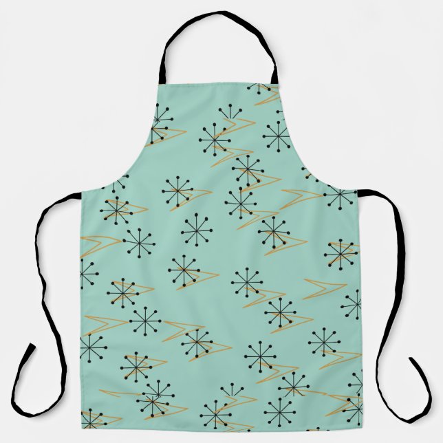 Atomic Starbursts | Aqua, Gold, Black Apron (Front)