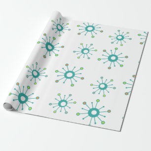 Atomic Starbursts Colourful Turquoise Wrapping Paper