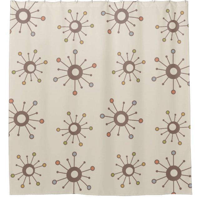 Atomic Starbursts Nature Earth Tones Shower Curtain (Front)