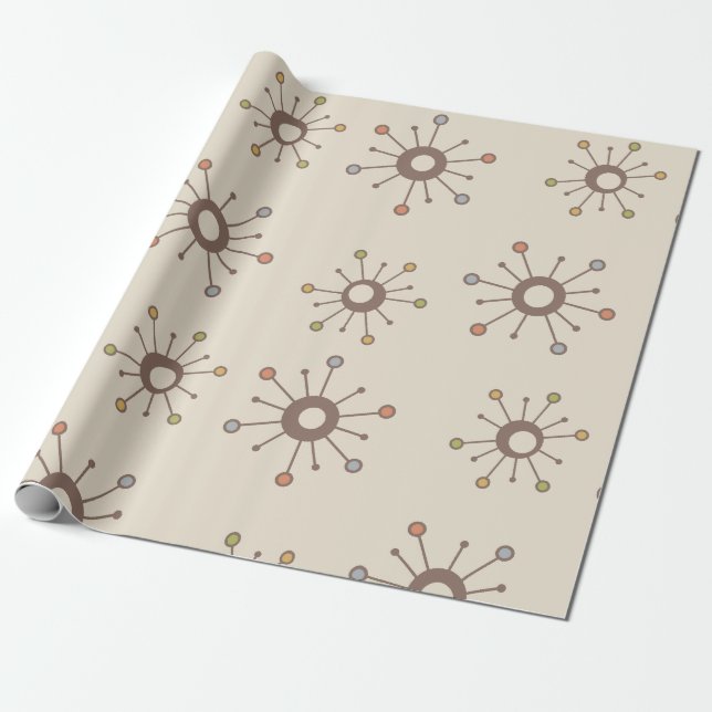 Atomic Starbursts Nature Earth Tones Wrapping Paper (Unrolled)