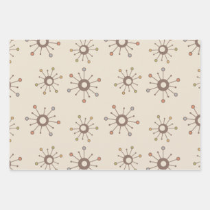 Atomic Starbursts Nature Earth Tones Wrapping Paper Sheet
