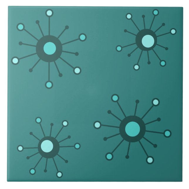 Atomic Starbursts Teal Tile (Front)