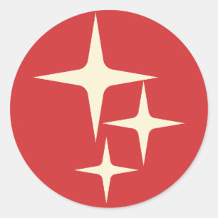 Atomic Stars Midcentury Retro Christmas Red Cream Classic Round Sticker