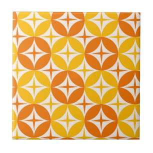 Atomic Stars on Mid Century Orange Circles Tile