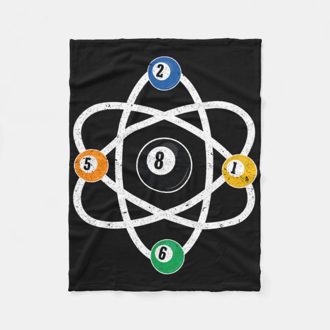 Atomic Structure Billiards Men Funny 8 Ball Pool  Fleece Blanket (Front)